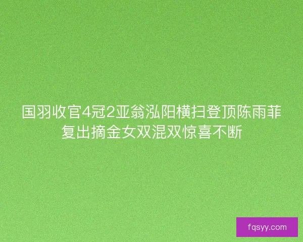 国羽收官4冠2亚翁泓阳横扫登顶陈雨菲复出摘金女双混双惊喜不断